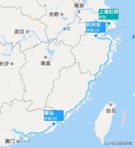 ​D933次列车由佛山西至上海虹桥，走杭深铁路，耗时约12小时