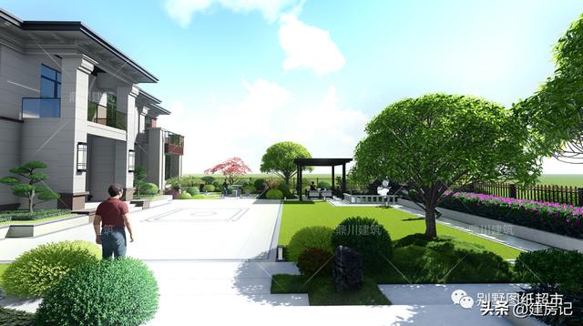 简单大方别墅庭院设计(4套农村别墅庭院设计方案)(3)