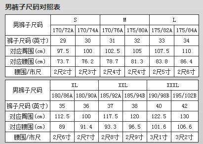 裤子尺码对应表,裤子尺码怎么换算图1