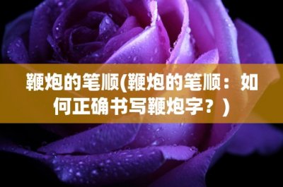 ​鞭炮的笔顺(鞭炮的笔顺：如何正确书写鞭炮字？)