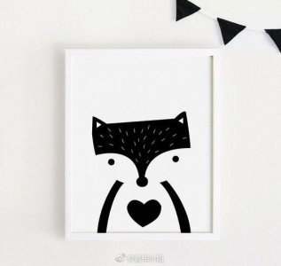 ​童趣可爱的小动物黑白装饰画~